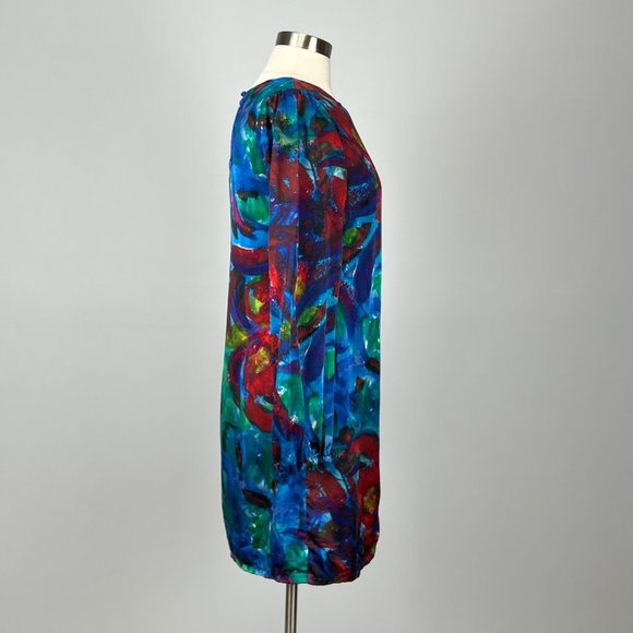 by Smith Womens Silk Watercolor Shift Dress Blue Red Artistic size Medium - Picture 5 of 12